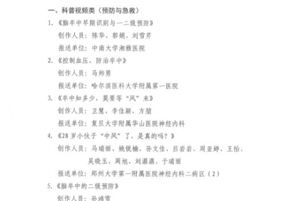 茂医这项卒中科普创作，获全国优秀！